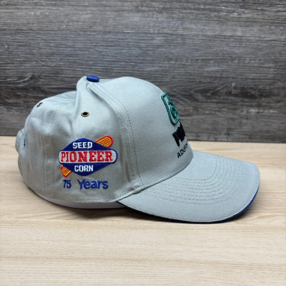 Pioneer Seed Hat Cap Strap Back Gray DuPont Agriculture Farm Promo Embroidered